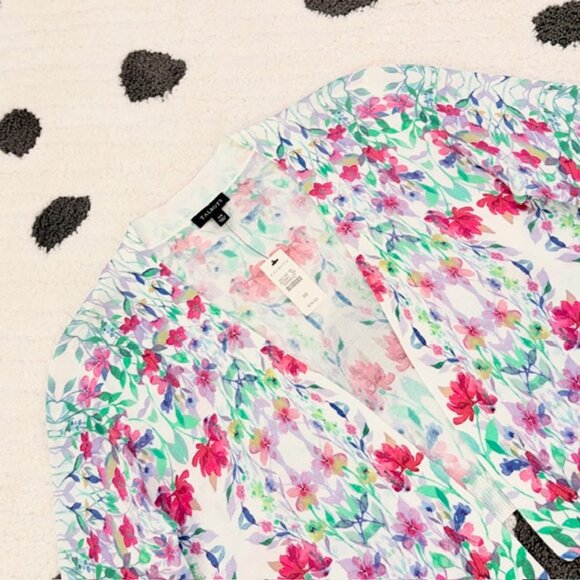 NWT $80 Talbots Womens XS Floral Print Dressy Shrug Bolero Crop Sweater Jacket - Picture 4 of 11